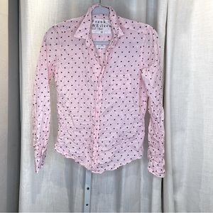 Frank and Eileen | Shirt | “Barry” | Crinkle Style | Pink/White/Navy Stars | XS